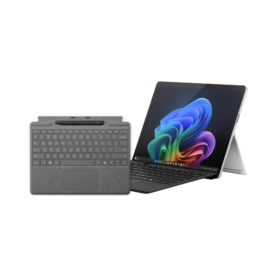Microsoft Surface Pro 11th Edition Copilot+ PC – 13" OLED Touchscreen | Snapdragon X Elite | 16GB RAM | 512GB SSD | Platinum with Signature Keyboard + Slim Pen 2